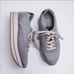 Zara Grey Platform Lace Up Sneakers Size 7 Shoes